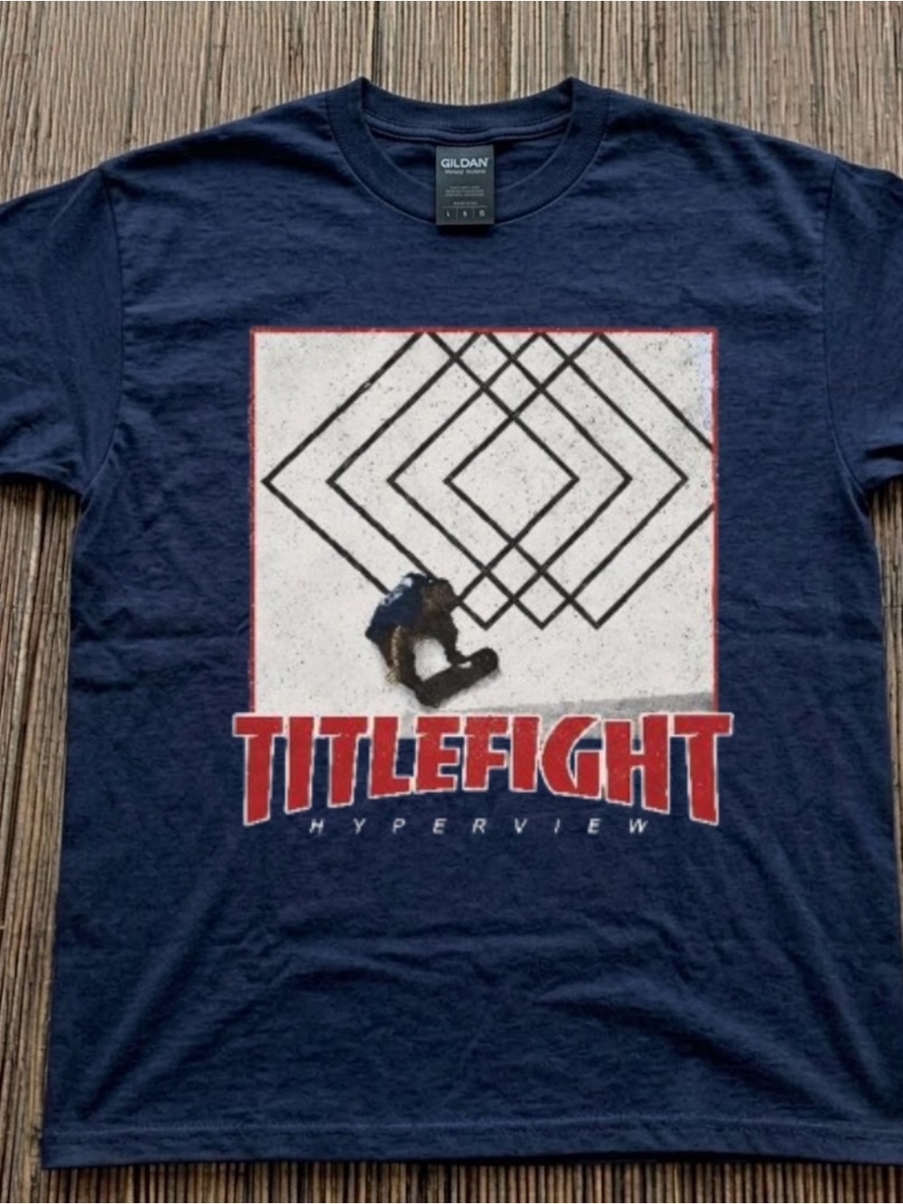 Gildan Navy Titlefight Hyperview Graphic Tee with Red Accents